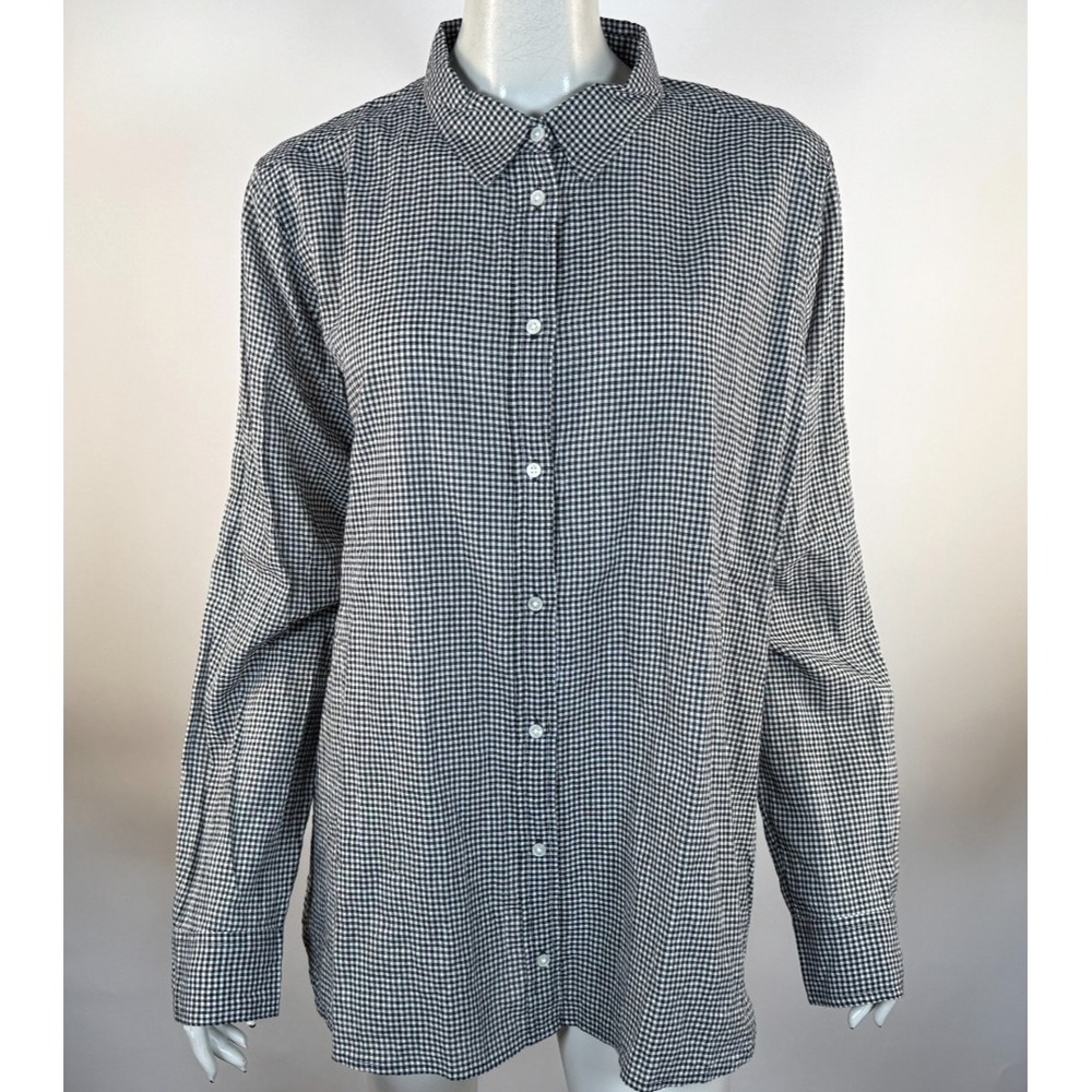 J Crew Classic Cotton Shirt Women 18 EUC Long Sleeve LightweightCollared Gingham